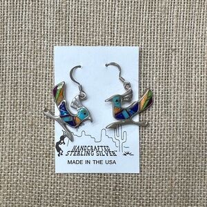 Colorful Bird Design Sterling Silver Earrings